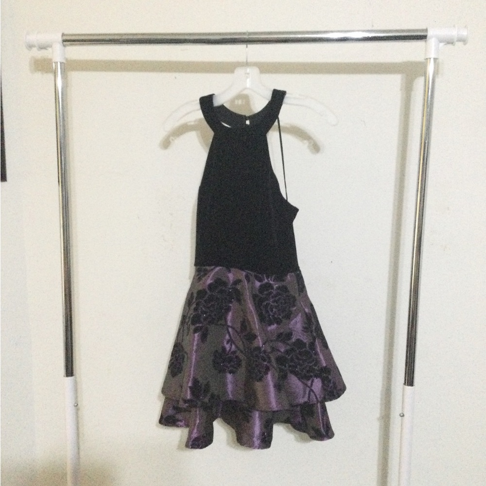 B. Darlin Size 5/6 Black and Purple Cocktail Dress